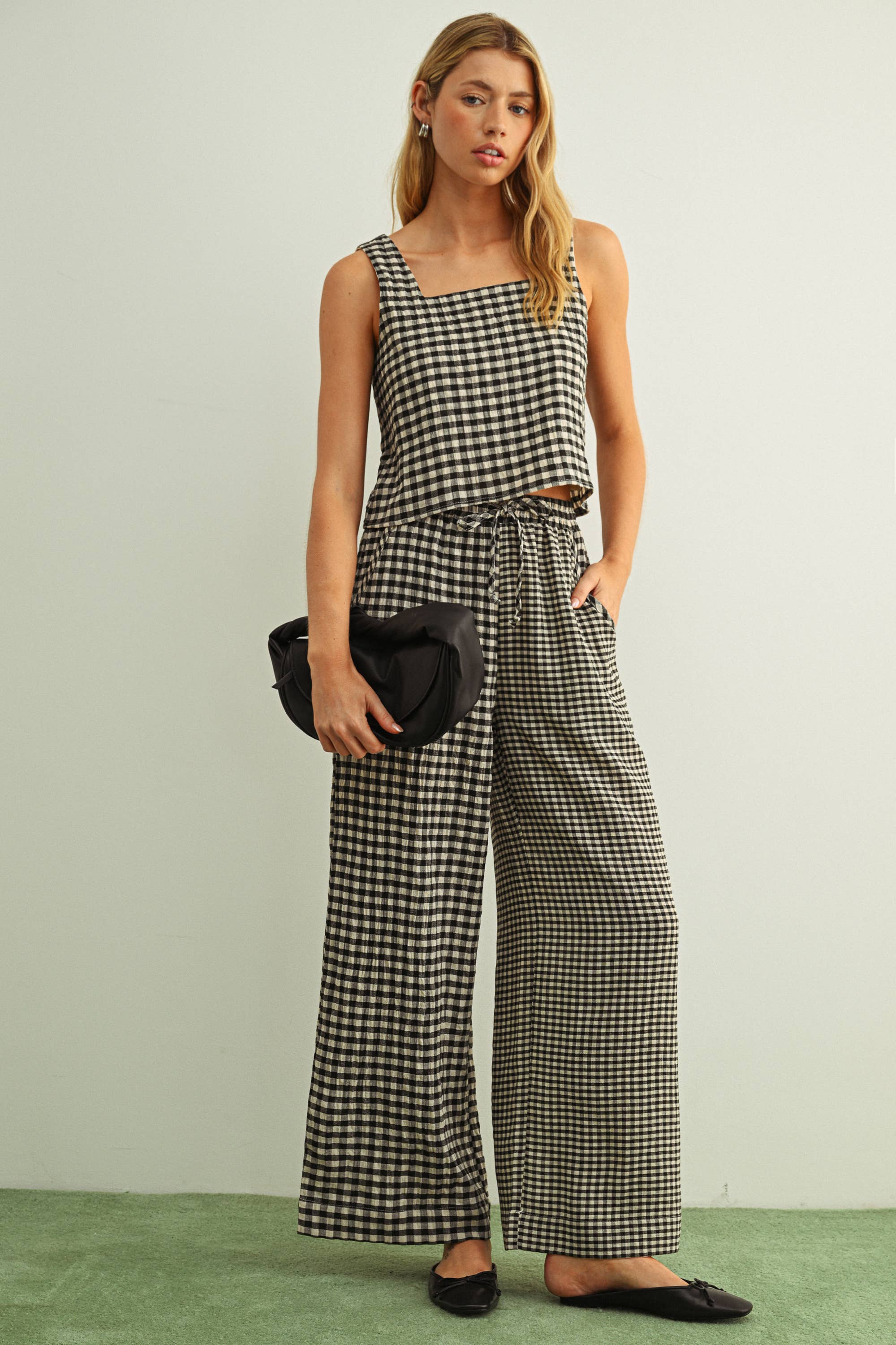 Cooper Gingham Pants in Black