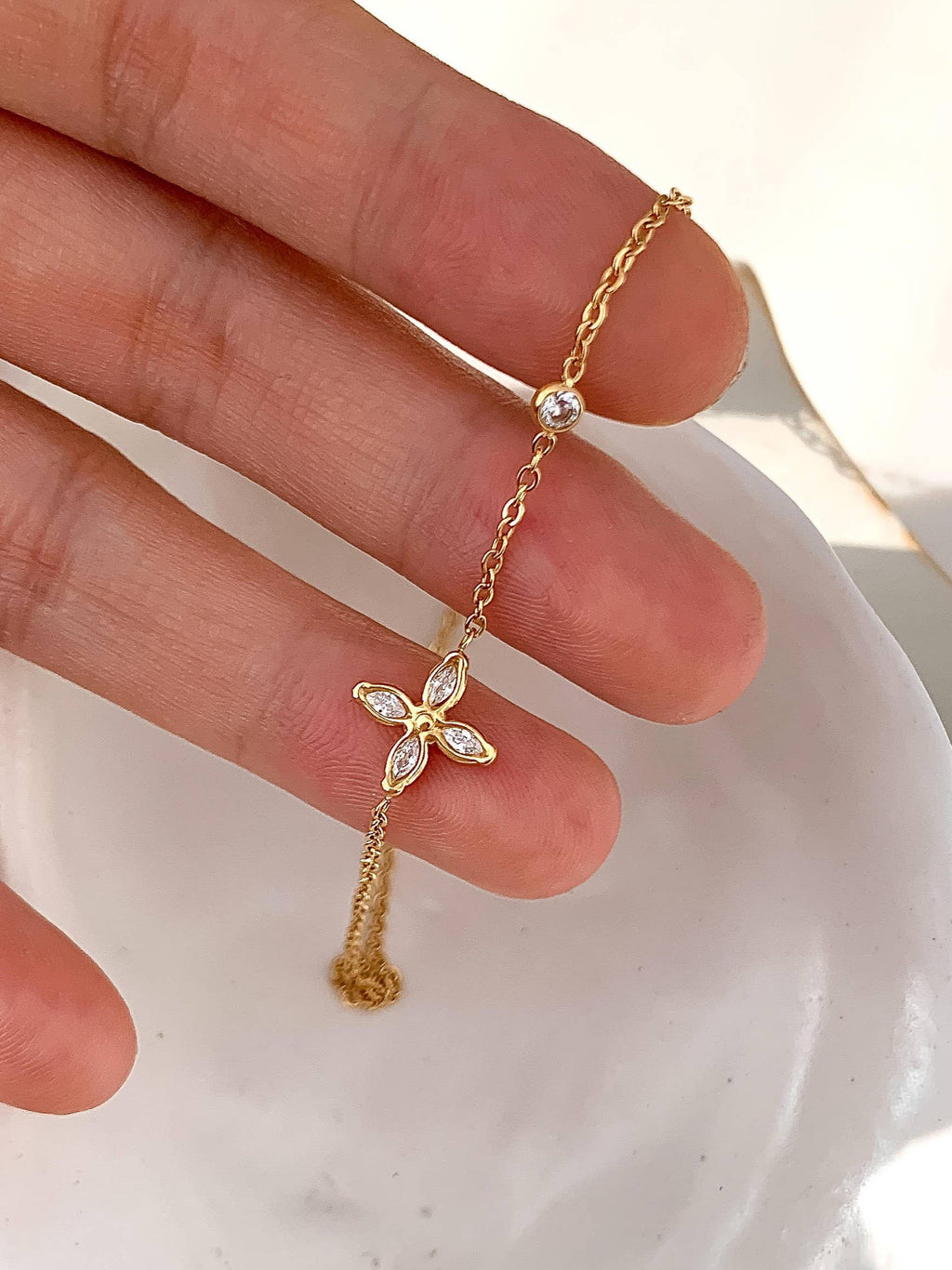 Golden Petal Dainty Necklace