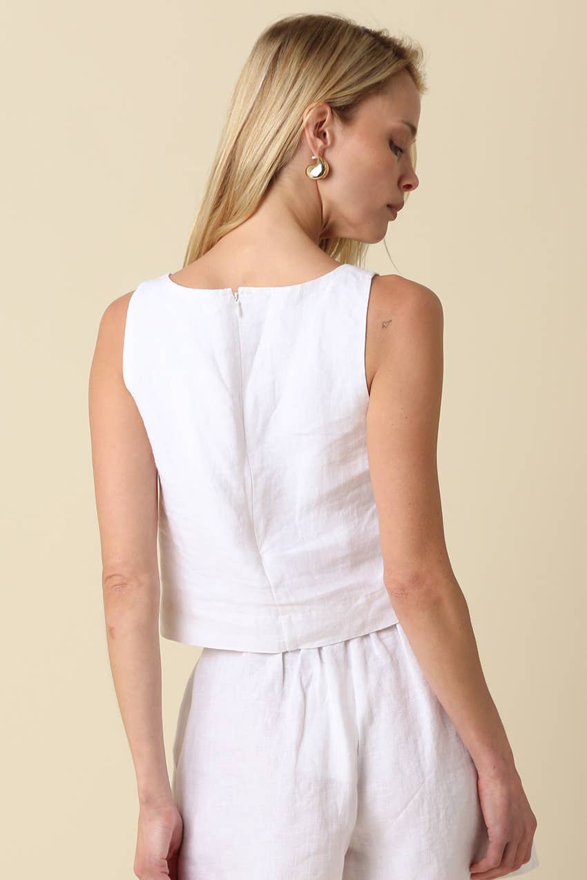 Lina Linen Crop Tank Top