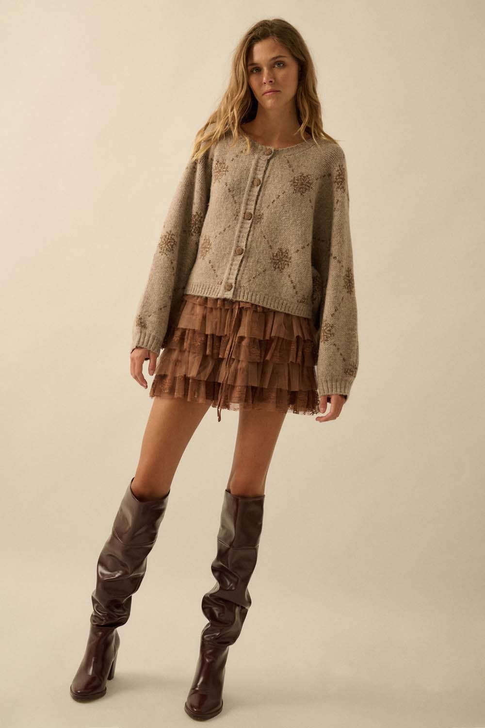 Snowflake Jacquard-Knit Cardigan