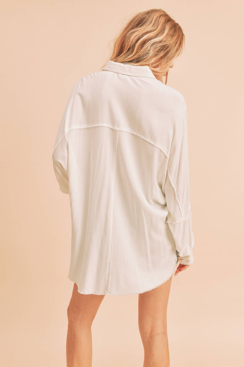 Delphine Button Up Top in Ivory