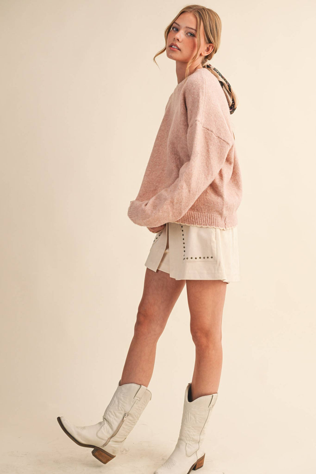 Fiona Contrast Scallop Knit Sweater