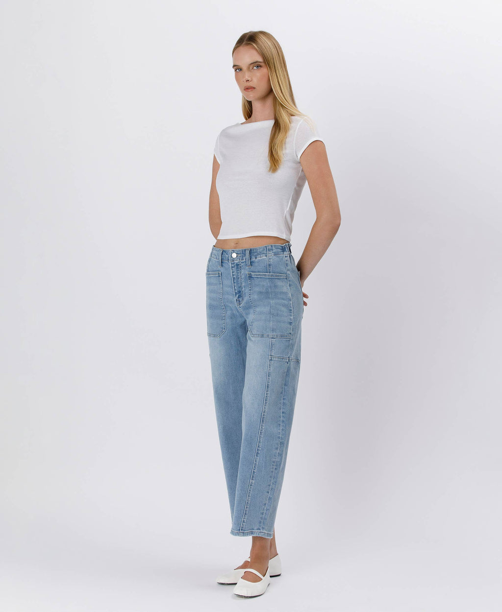 Cora Elastic Waist Barrel Jeans