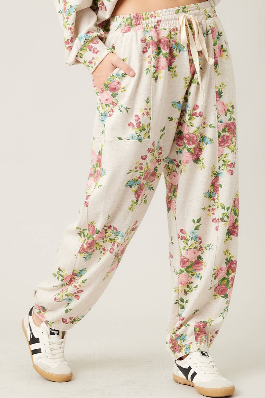 Saylor Floral Terry Joggers in Oatmeal