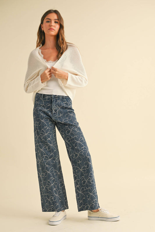 PRE-ORDER Petal Stitch Dark Wash Denim Pants
