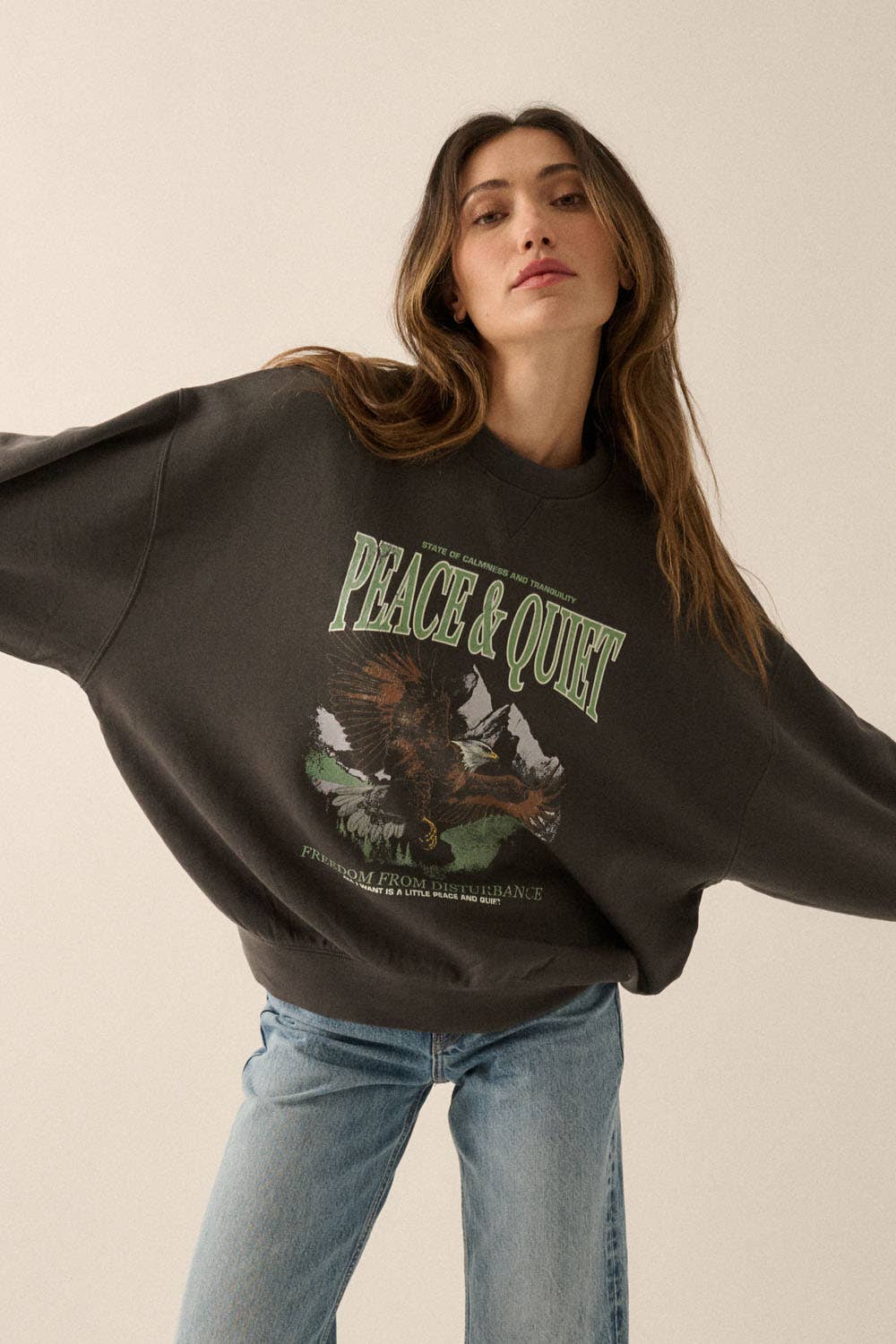 Peace and Quiet Oversized Graphic Sweatshirt