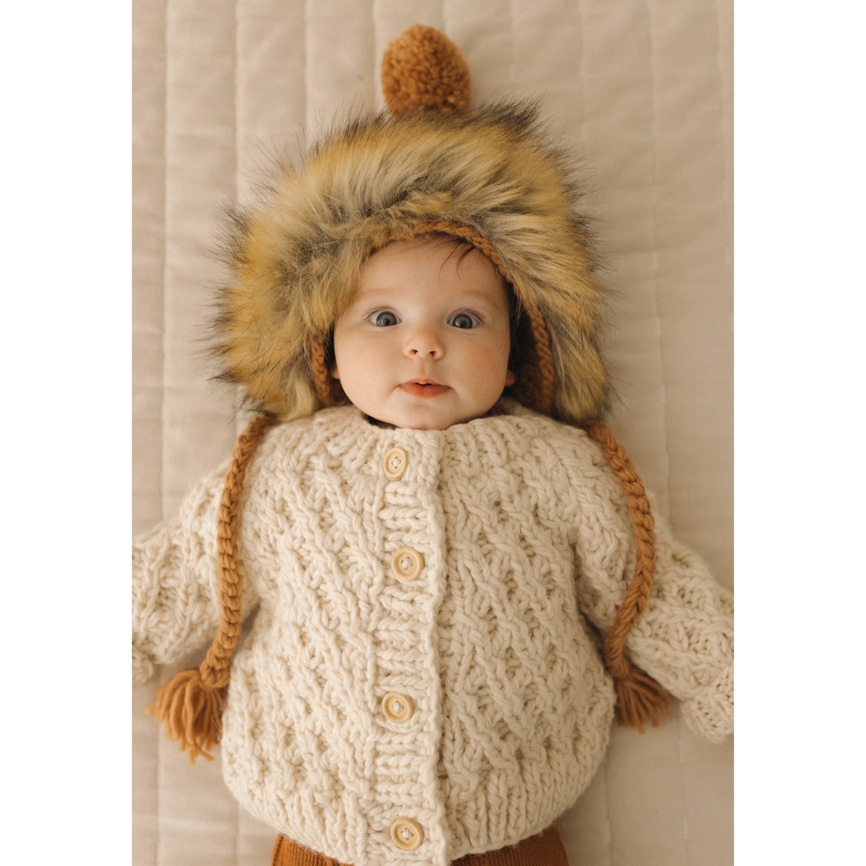 Waffle Natural Baby Cardigan
