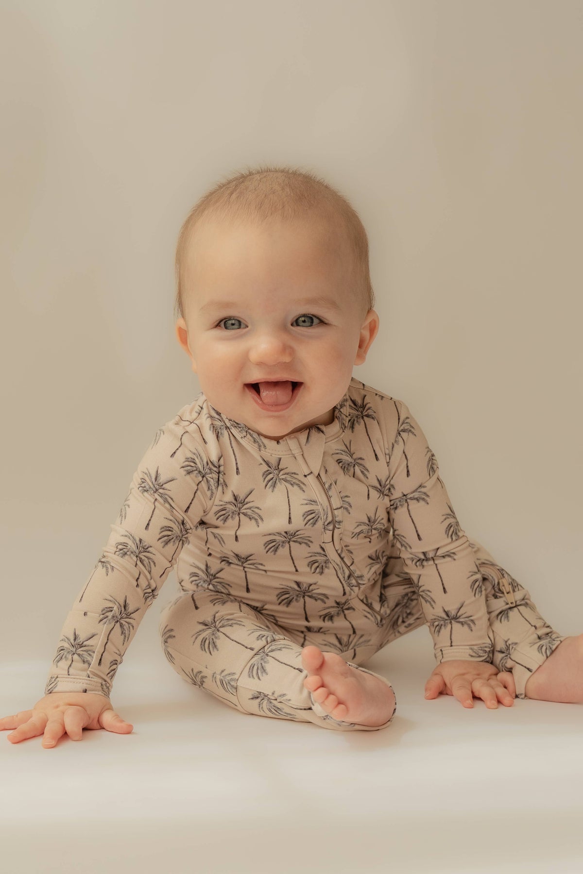 Palm Tree Bamboo Zip Romper