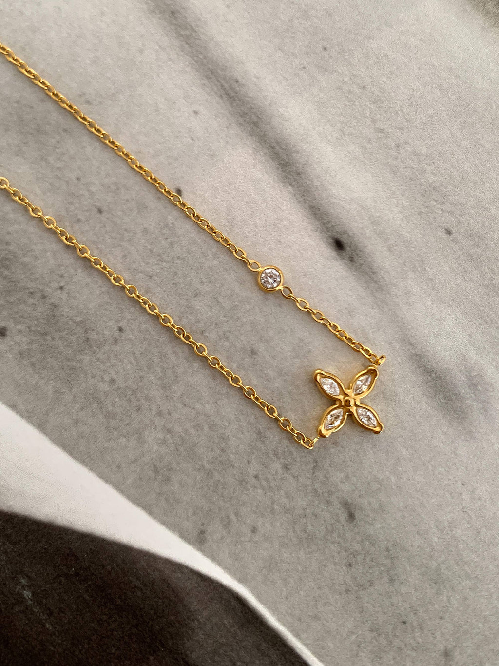 Golden Petal Dainty Necklace