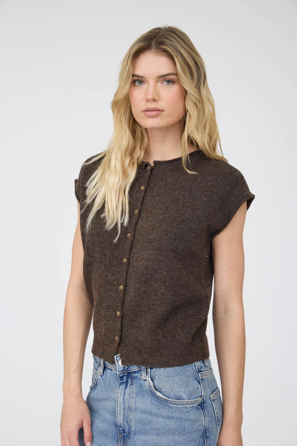 Mocha Button Knit Vest