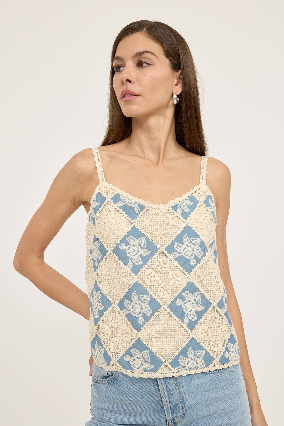 Lennon Crochet Chambray Top