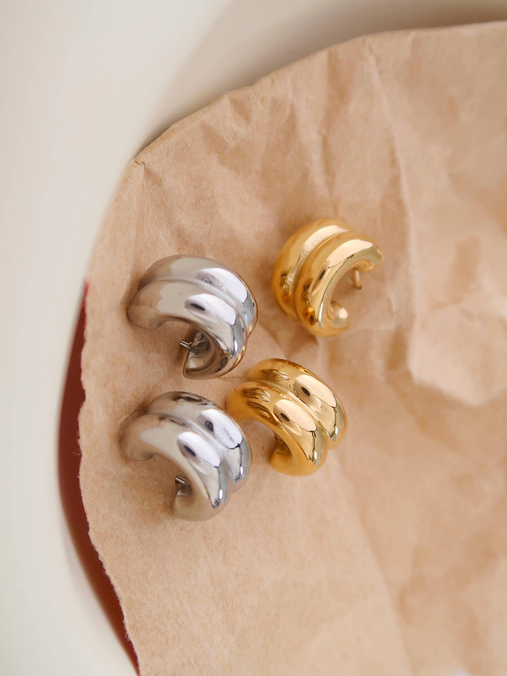 Emma Yellow Gold Double C-Hoop Earring
