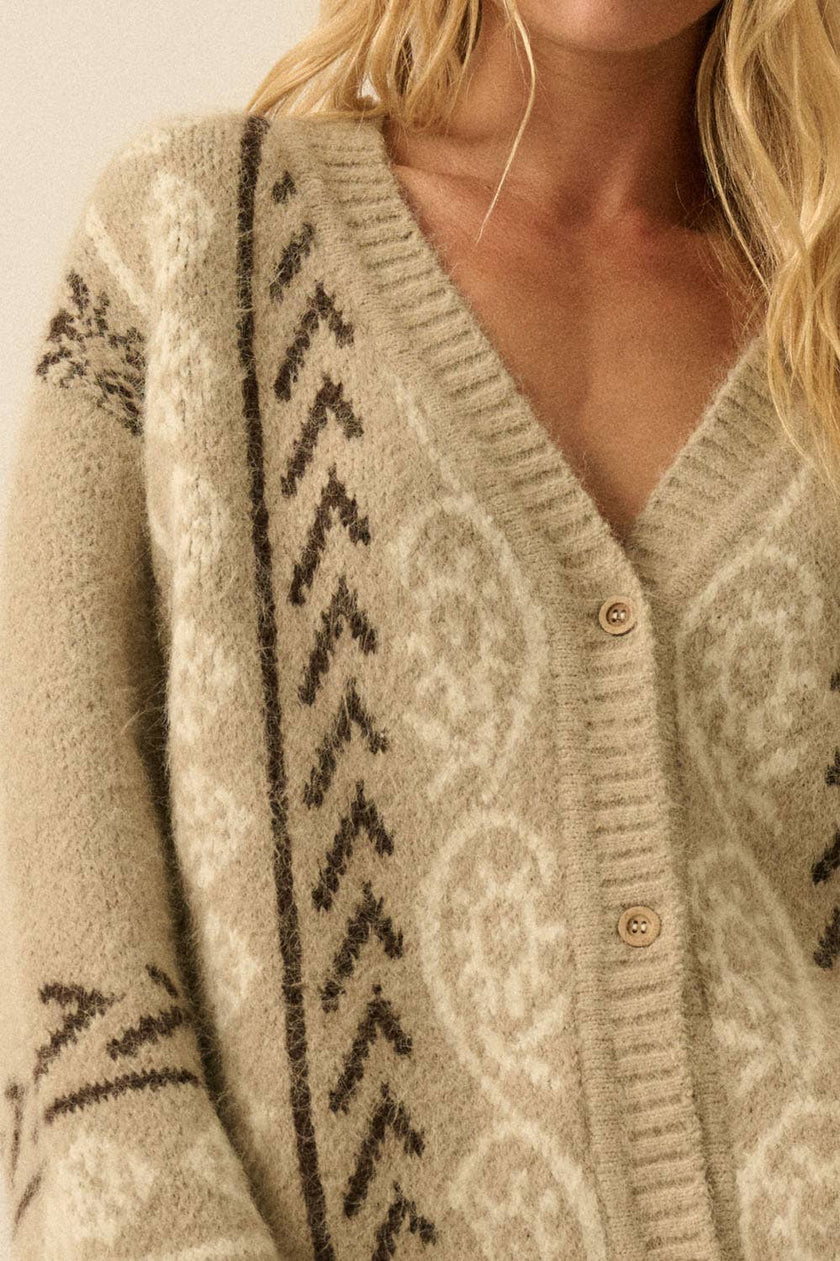 Mocha Mirage Jacquard Cardigan
