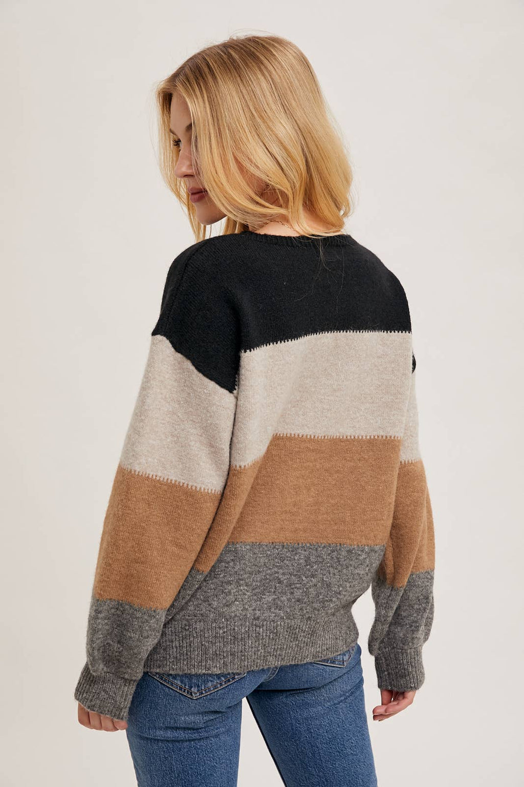 Chelise Color Block Sweater in Black