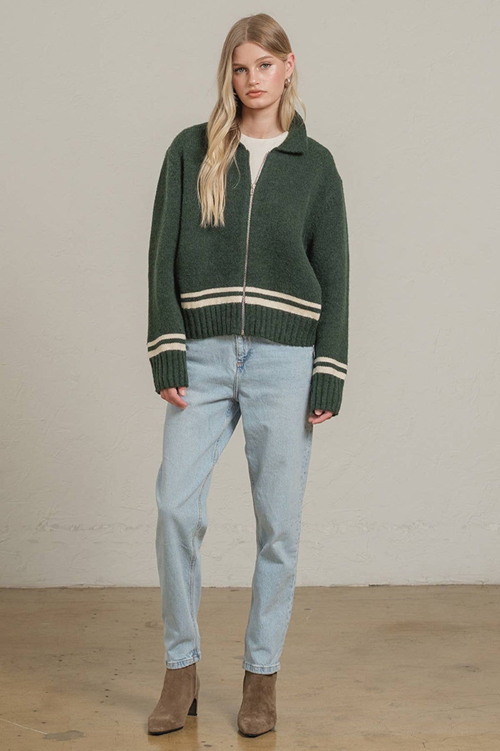 Retro Varsity Zip Knit Jacket