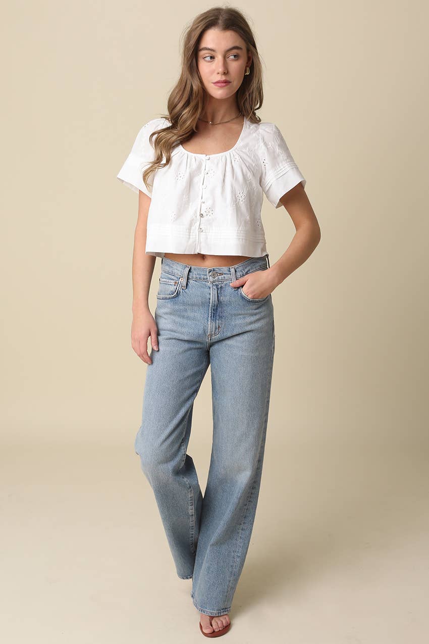 Elaine Flutter Sleeve Cropped Top