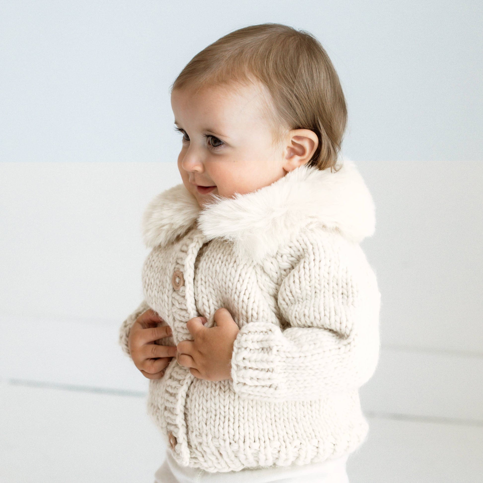 Baby Fur Collar Cardigan Sweater