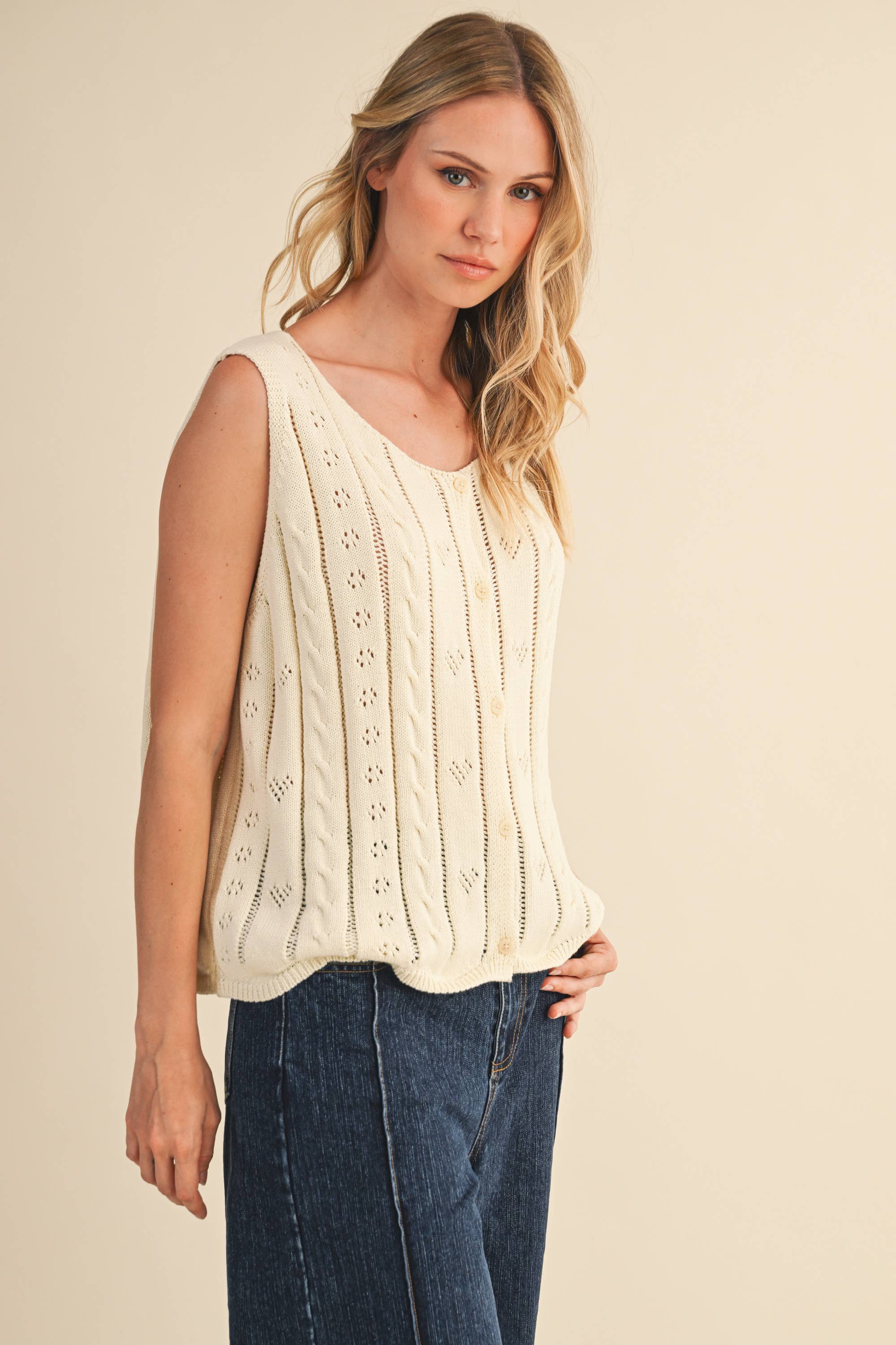 Elodie Heart Knit Sweater Vest