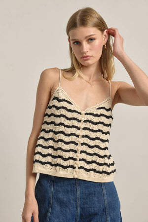 Lila Striped Crochet Camisole
