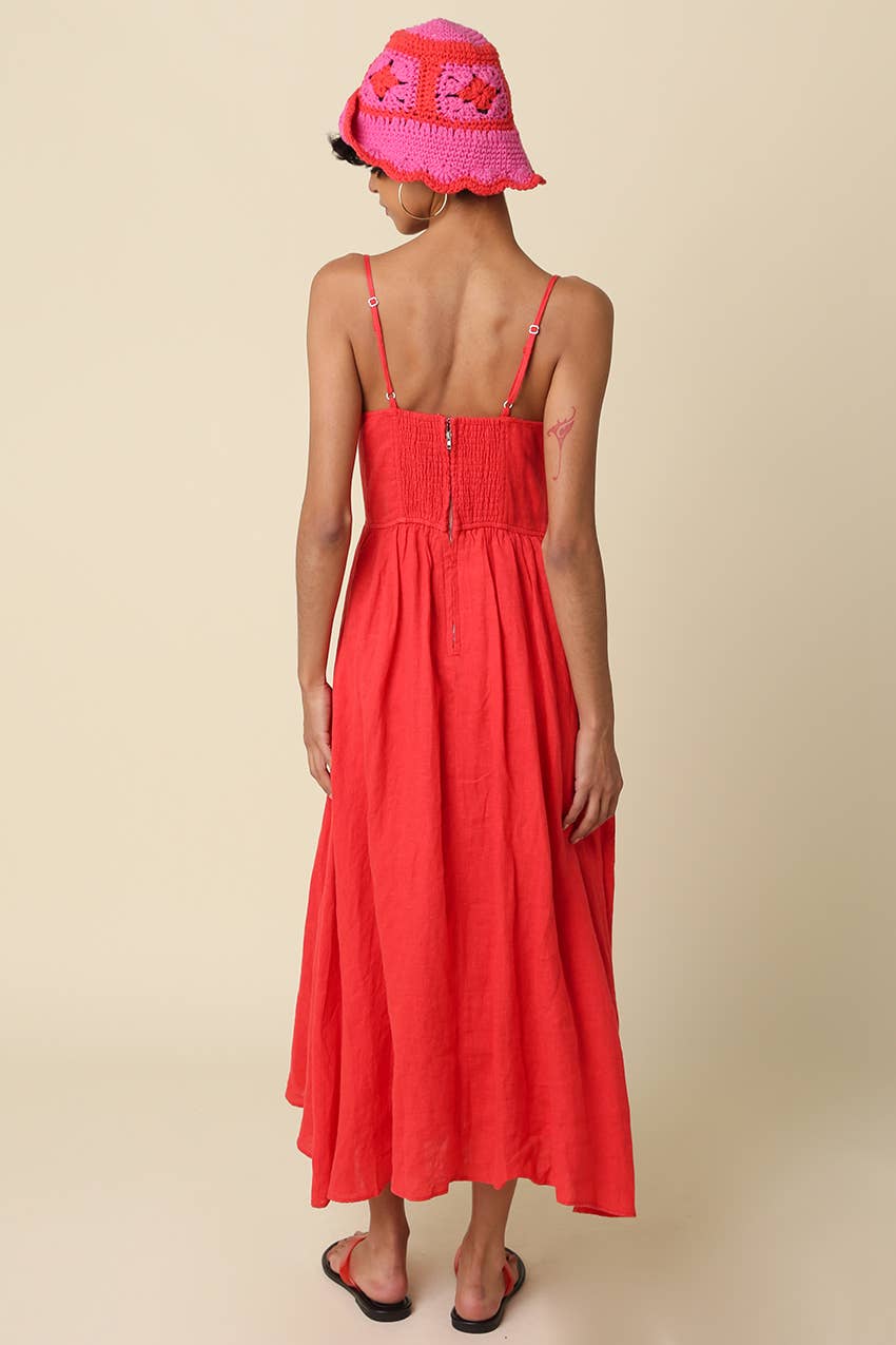 Jodi Linen Maxi Dress in Red