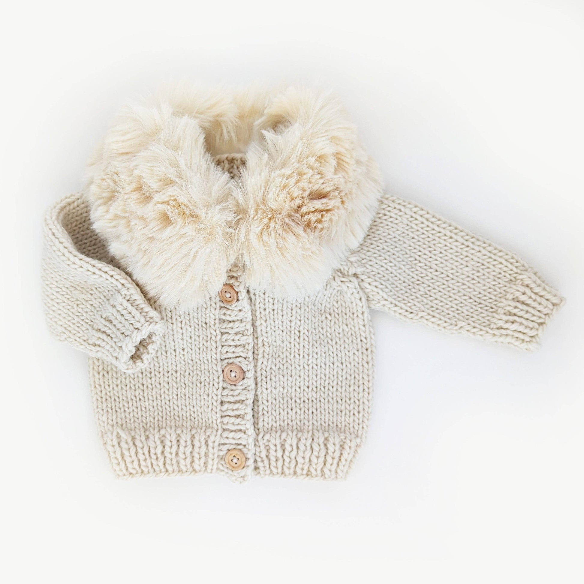Baby Fur Collar Cardigan Sweater