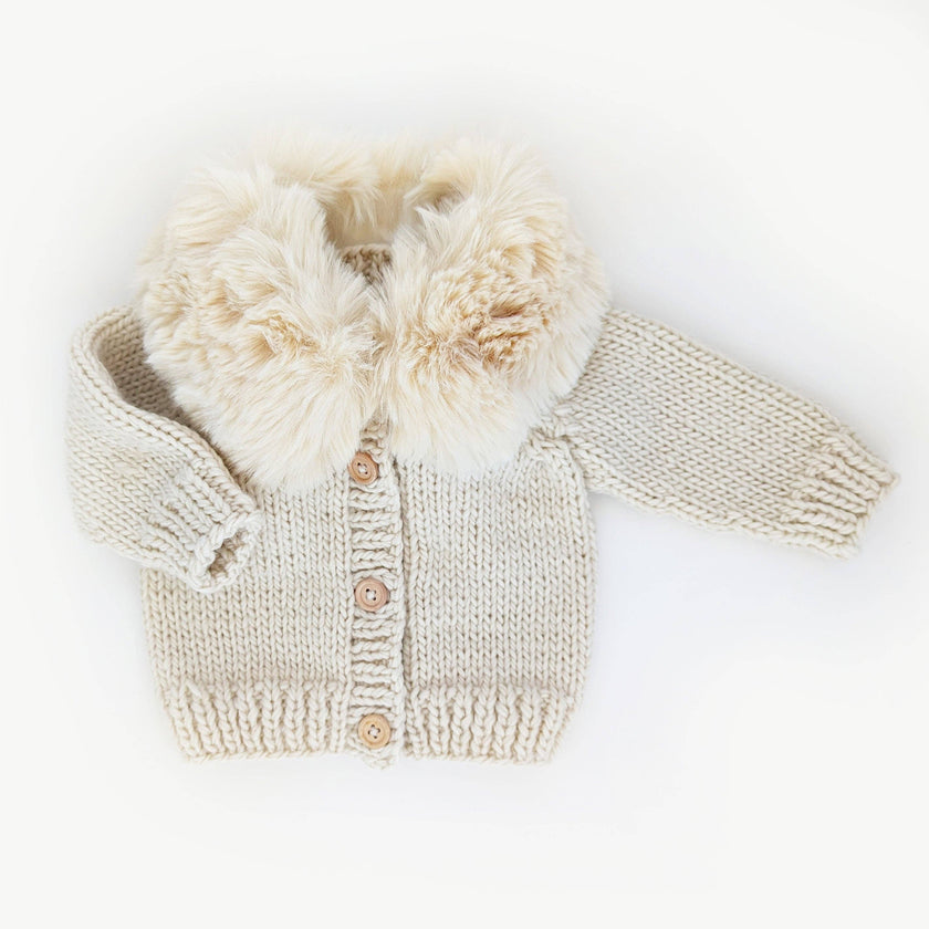 Baby Fur Collar Cardigan Sweater
