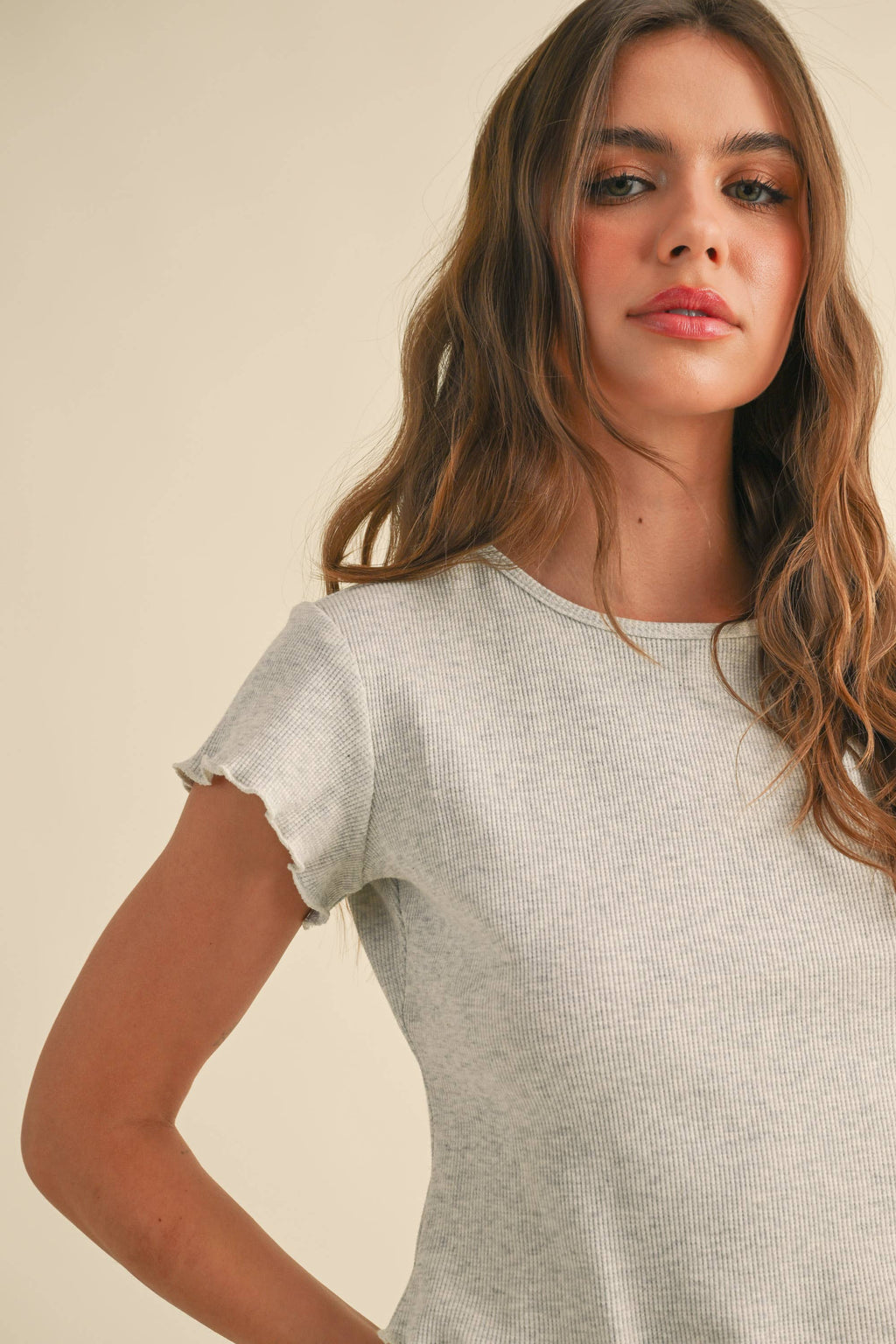 Khloe Top in Melange Grey