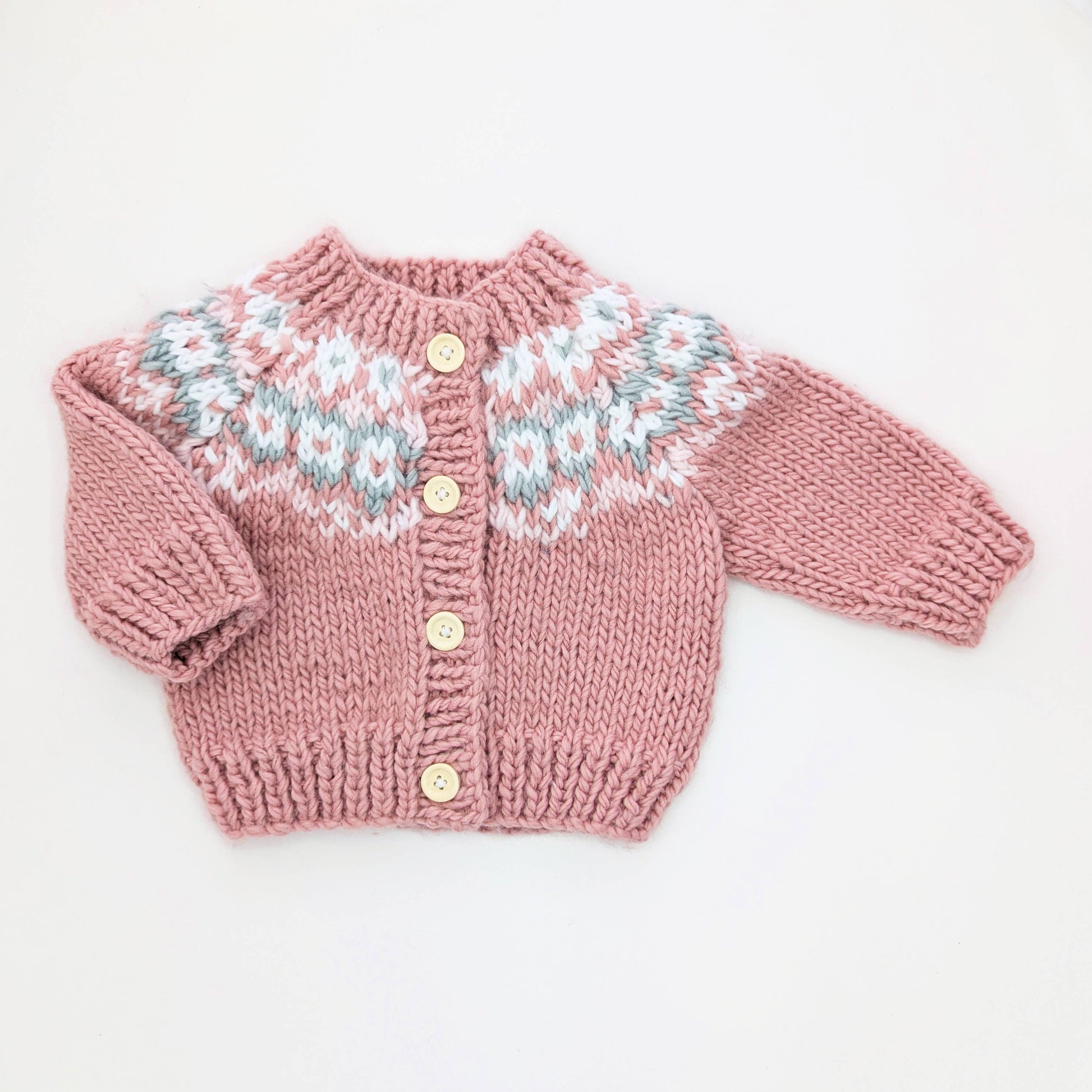 Little Rosy Fairisle Baby Cardigan