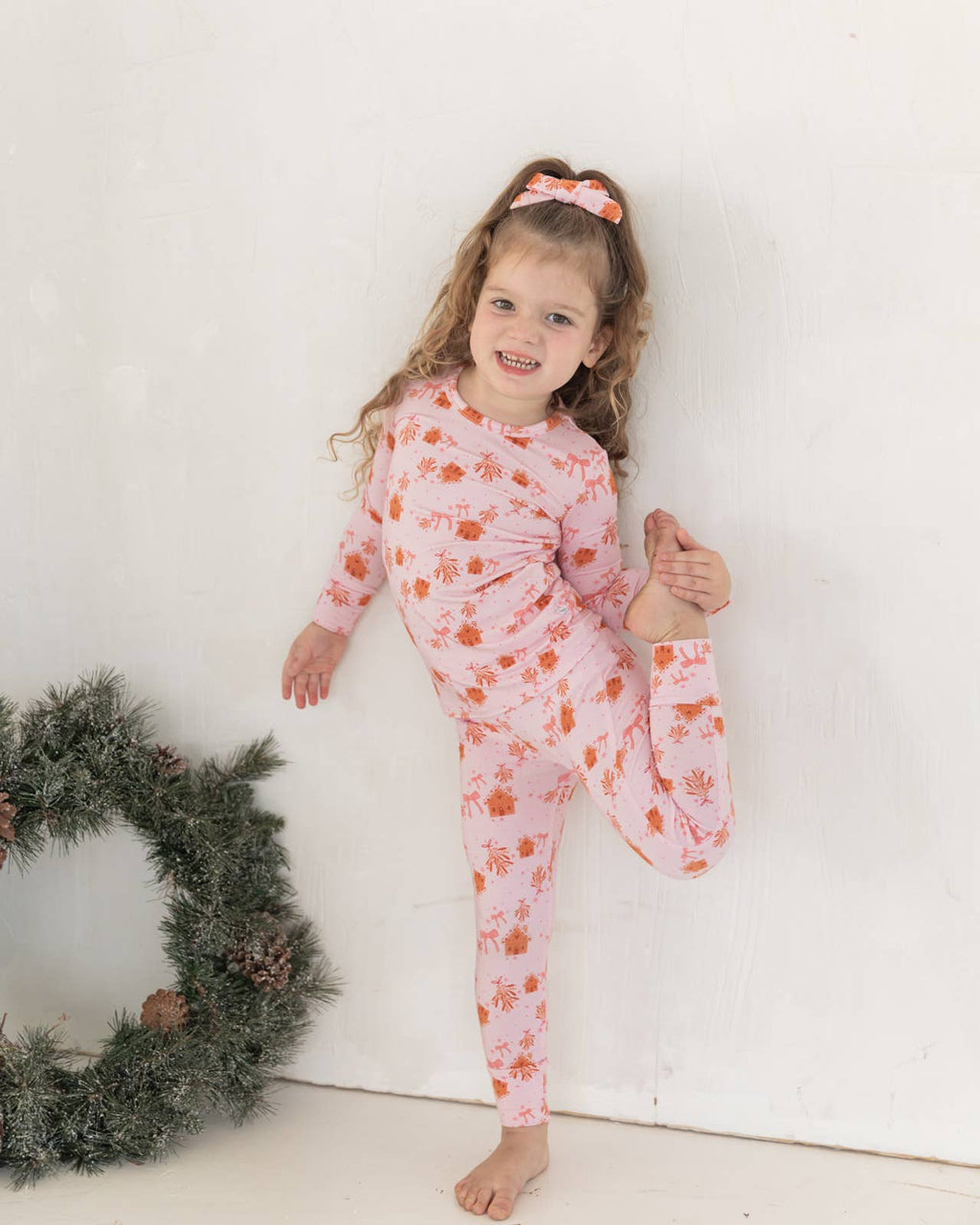 Pink Gingerbread Bamboo Two Piece Pajamas