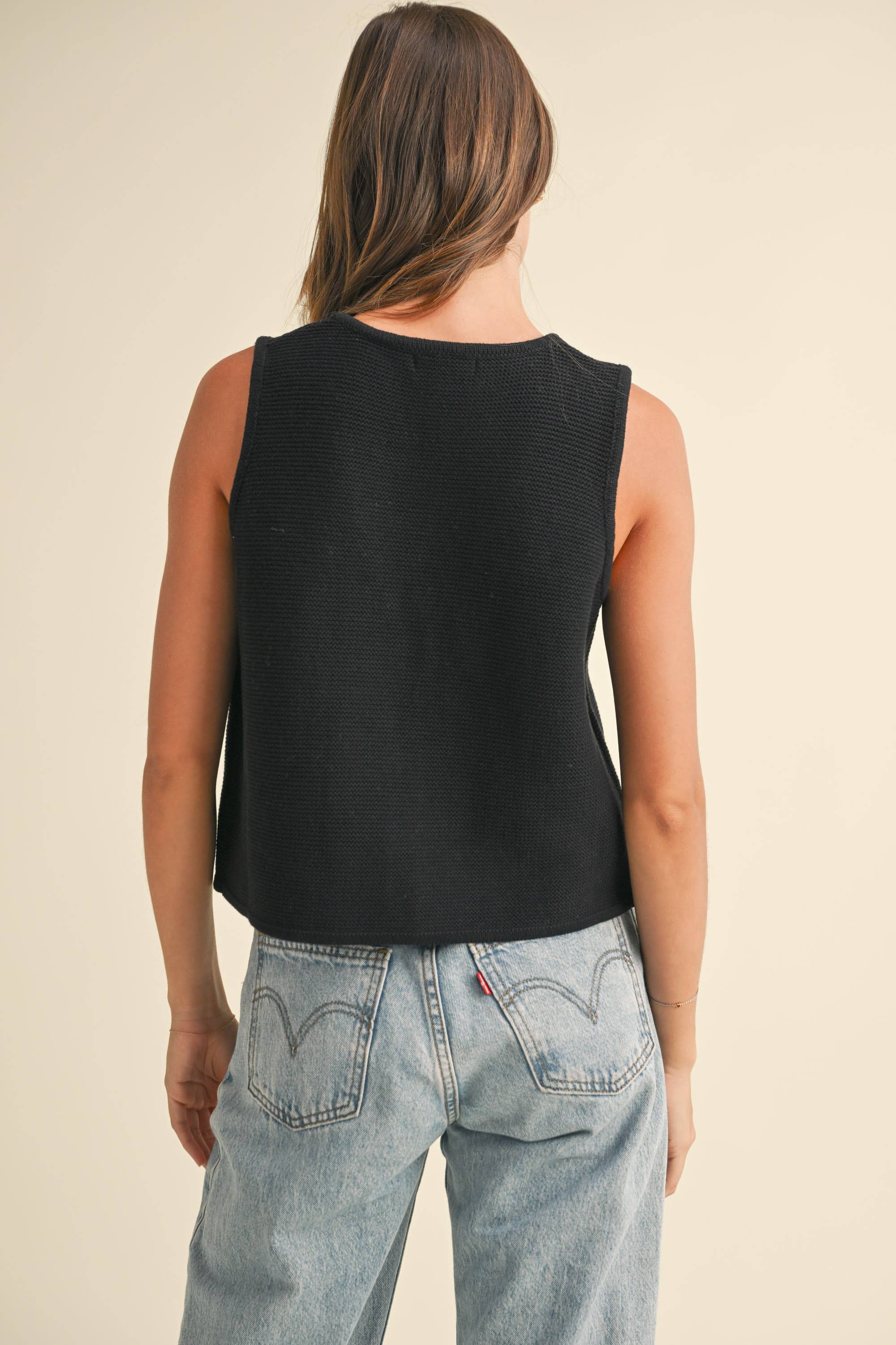 Delilah Tie Front Top in Black