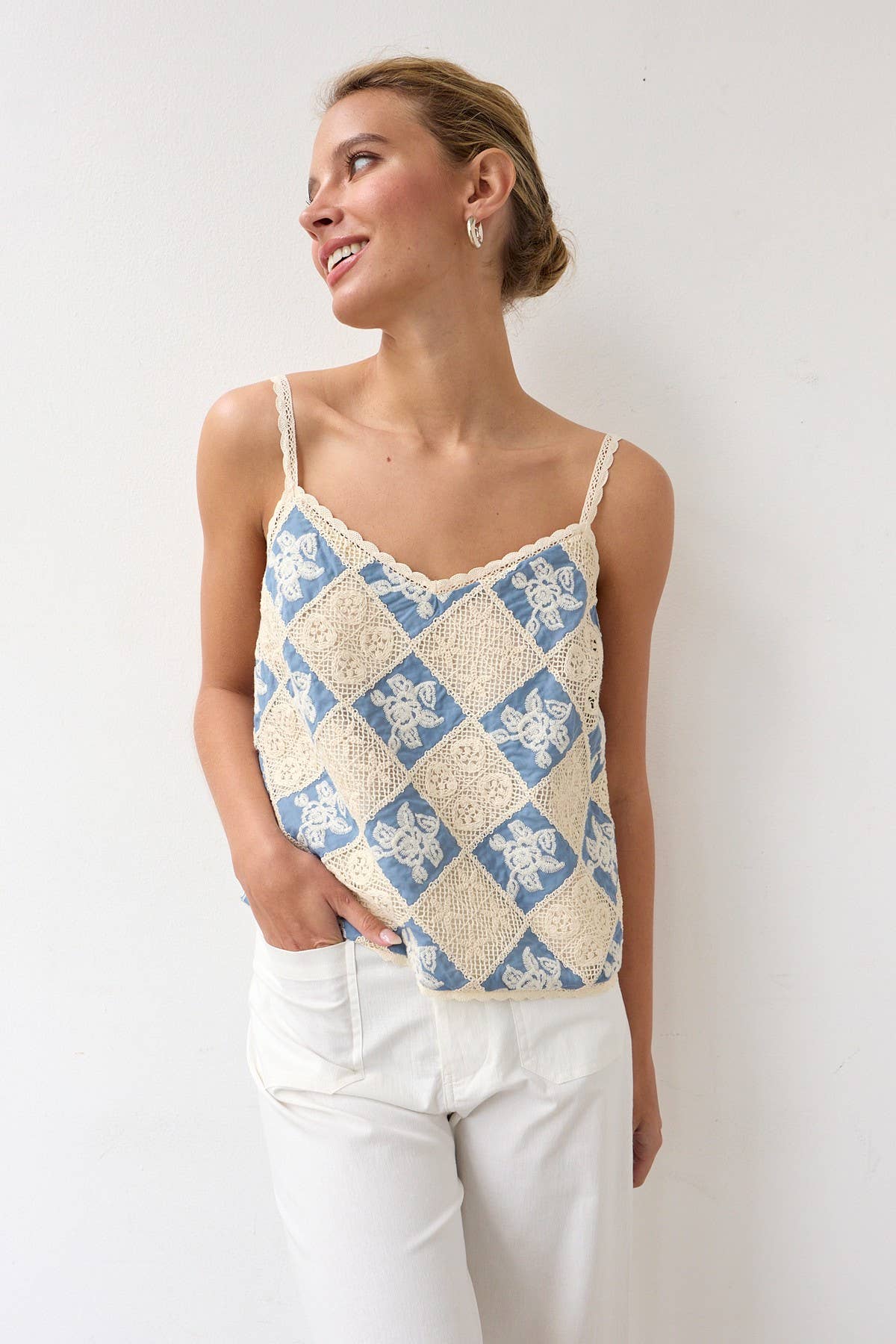 Lennon Crochet Chambray Top