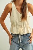 Elise Scalloped Knit Button Top