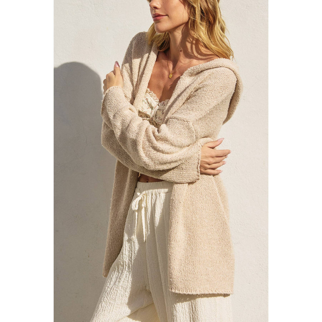 Stay Calm Hoodie Cardigan in Birch