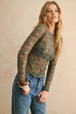 Olive Forest Floral Lace Top