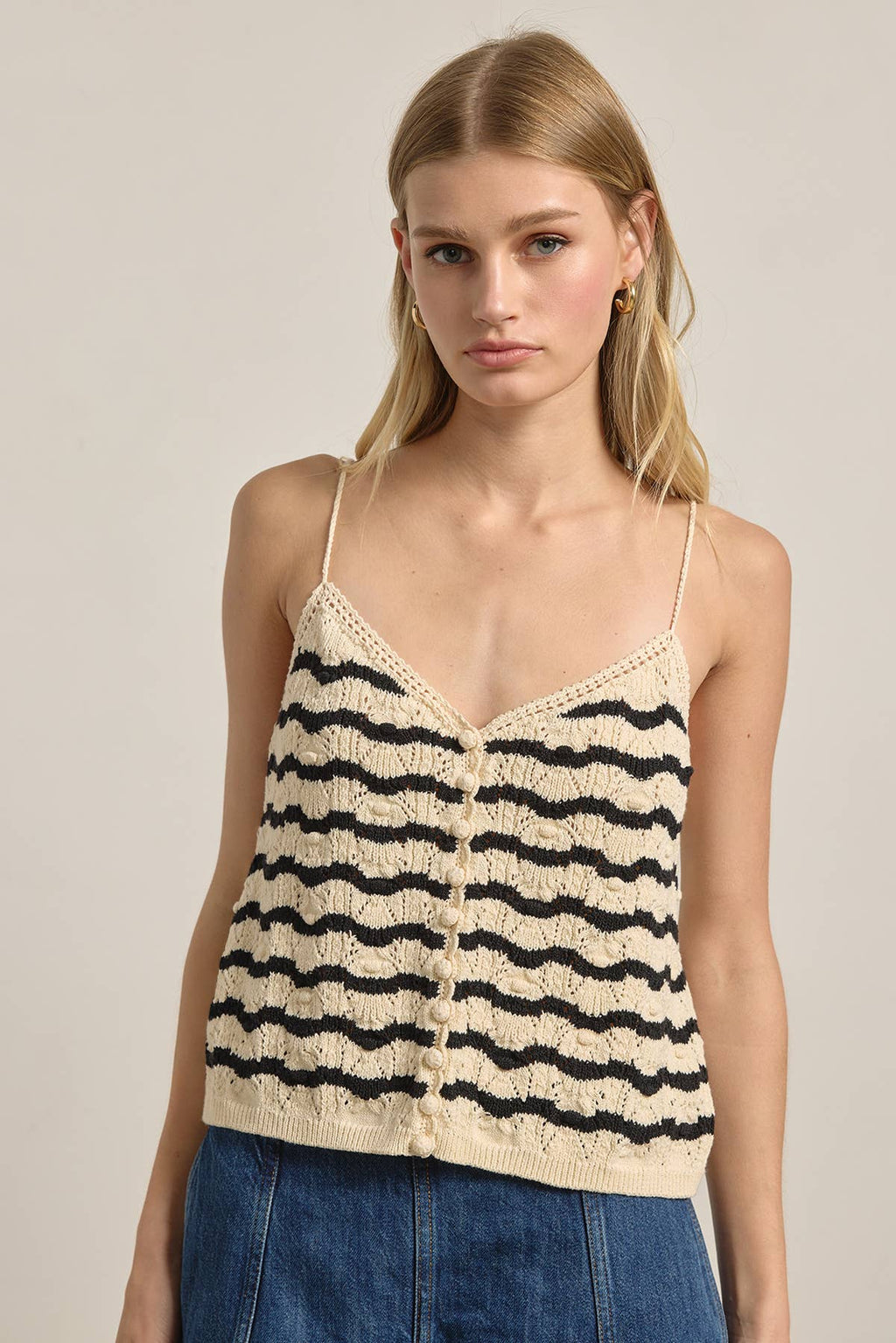 Lila Striped Crochet Camisole