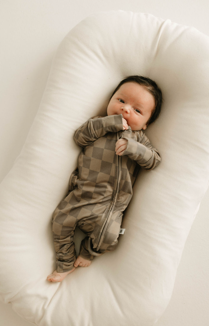 Brown Checkerboard Zip Pajamas