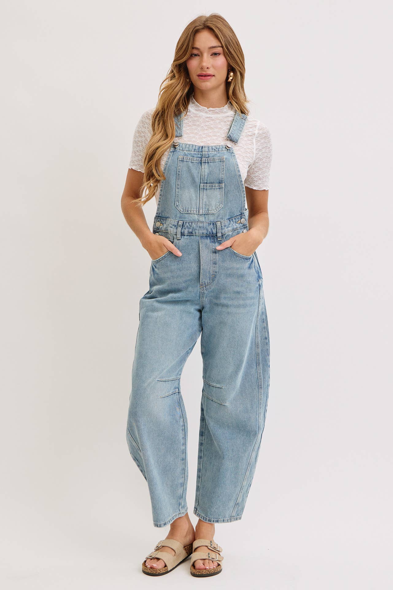 Aiden Barrel Leg Denim Jumpsuit in Denim