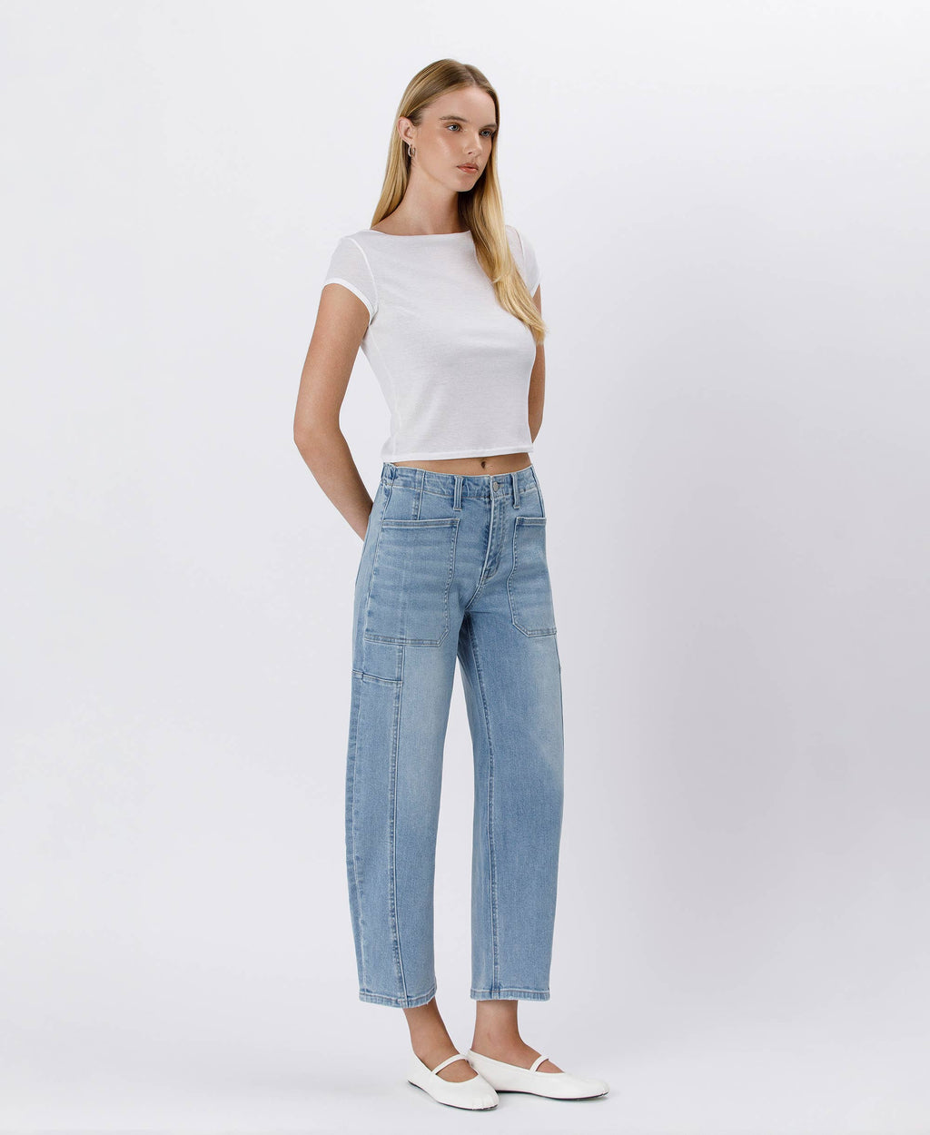 Cora Elastic Waist Barrel Jeans