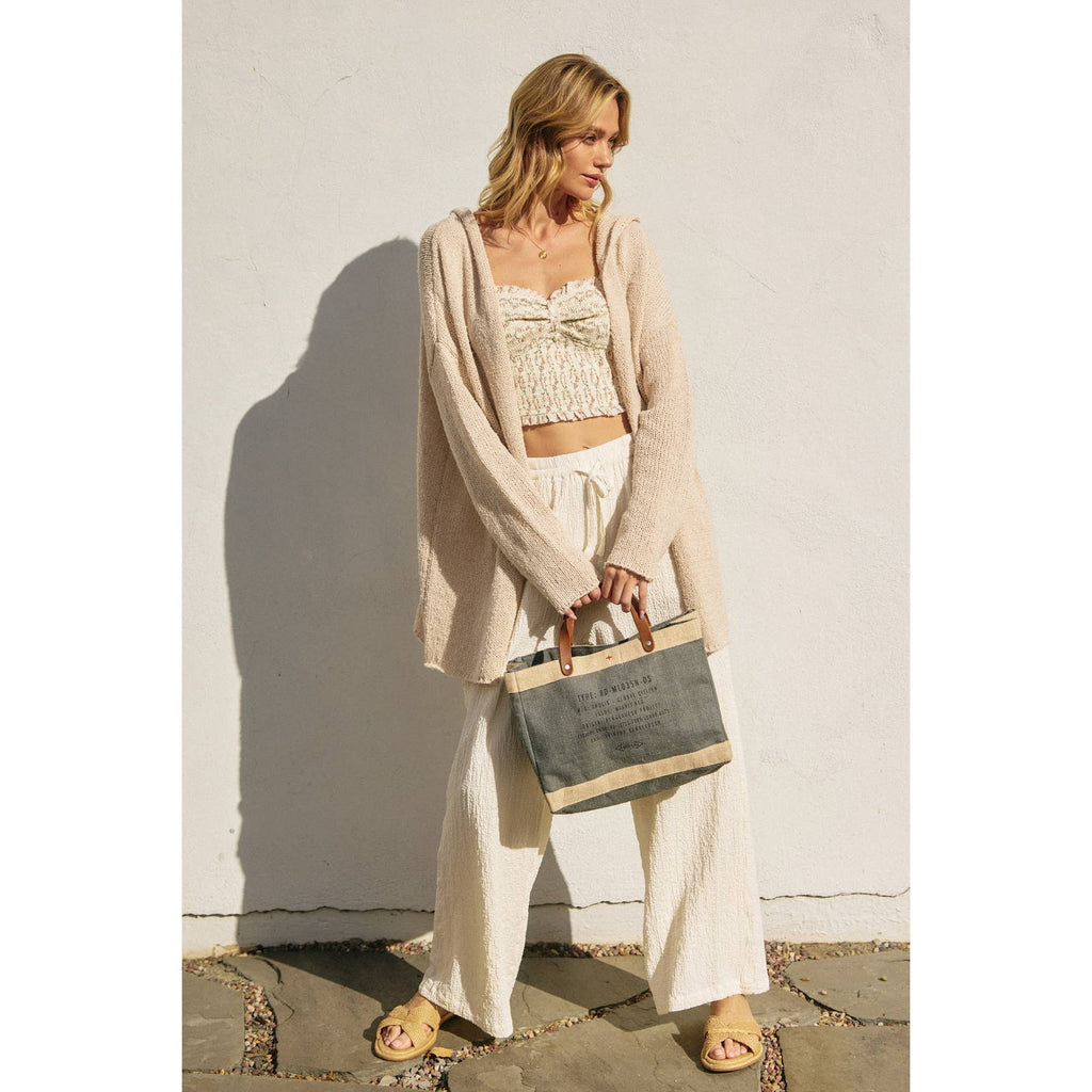 Stay Calm Hoodie Cardigan in Birch