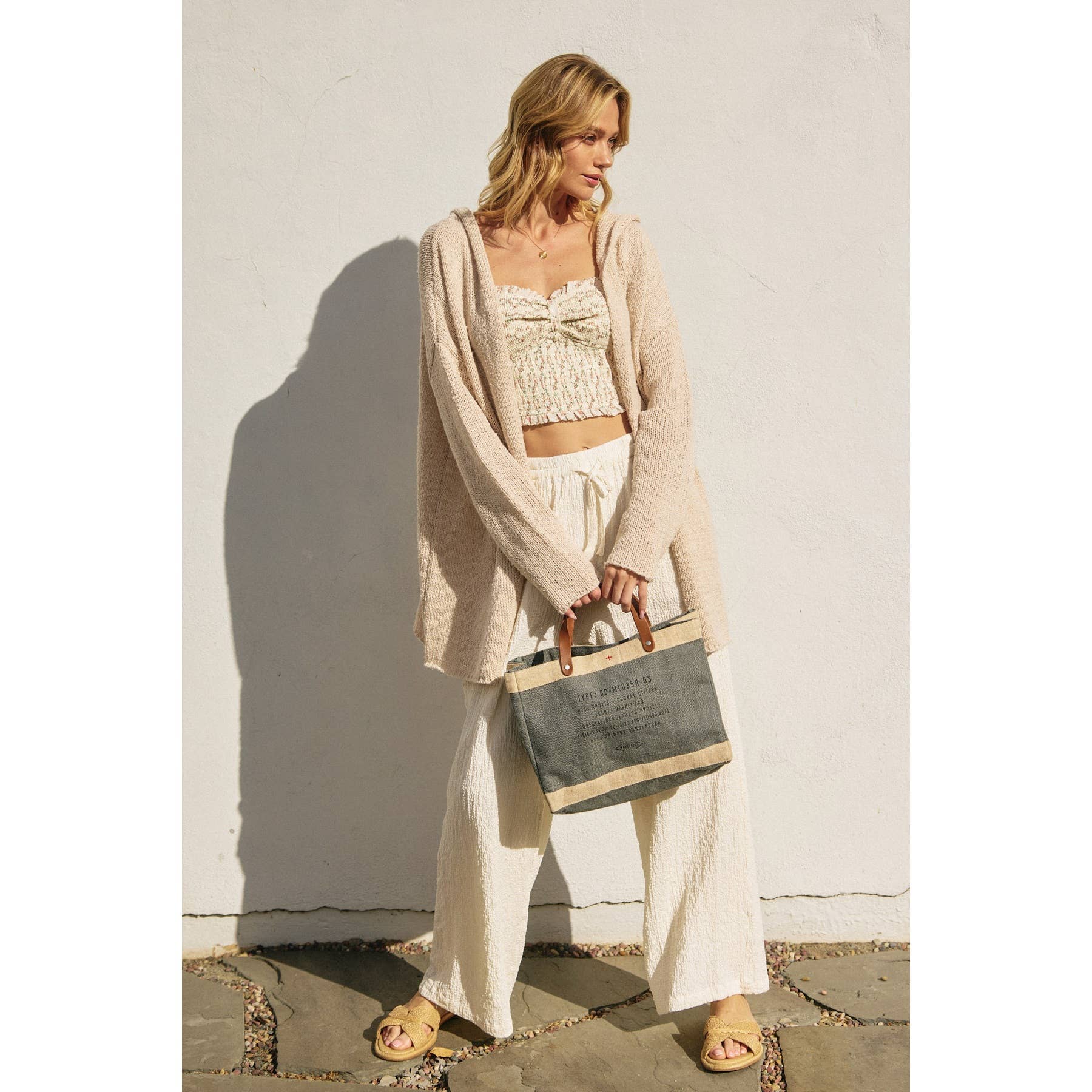 Stay Calm Hoodie Cardigan in Birch