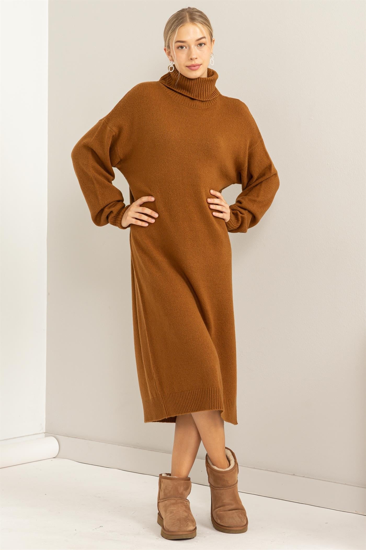 Elia Sweater Dress in Brown