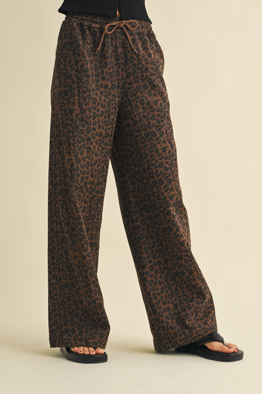 PRE-ORDER Blaise Leopard Denim Track Pants