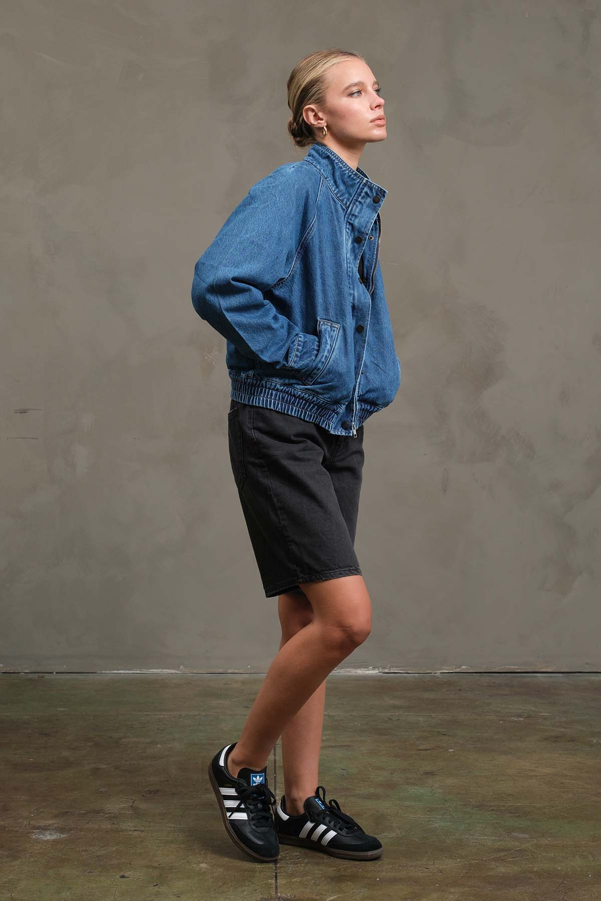 Sloane Washed Denim Bomber Jacket