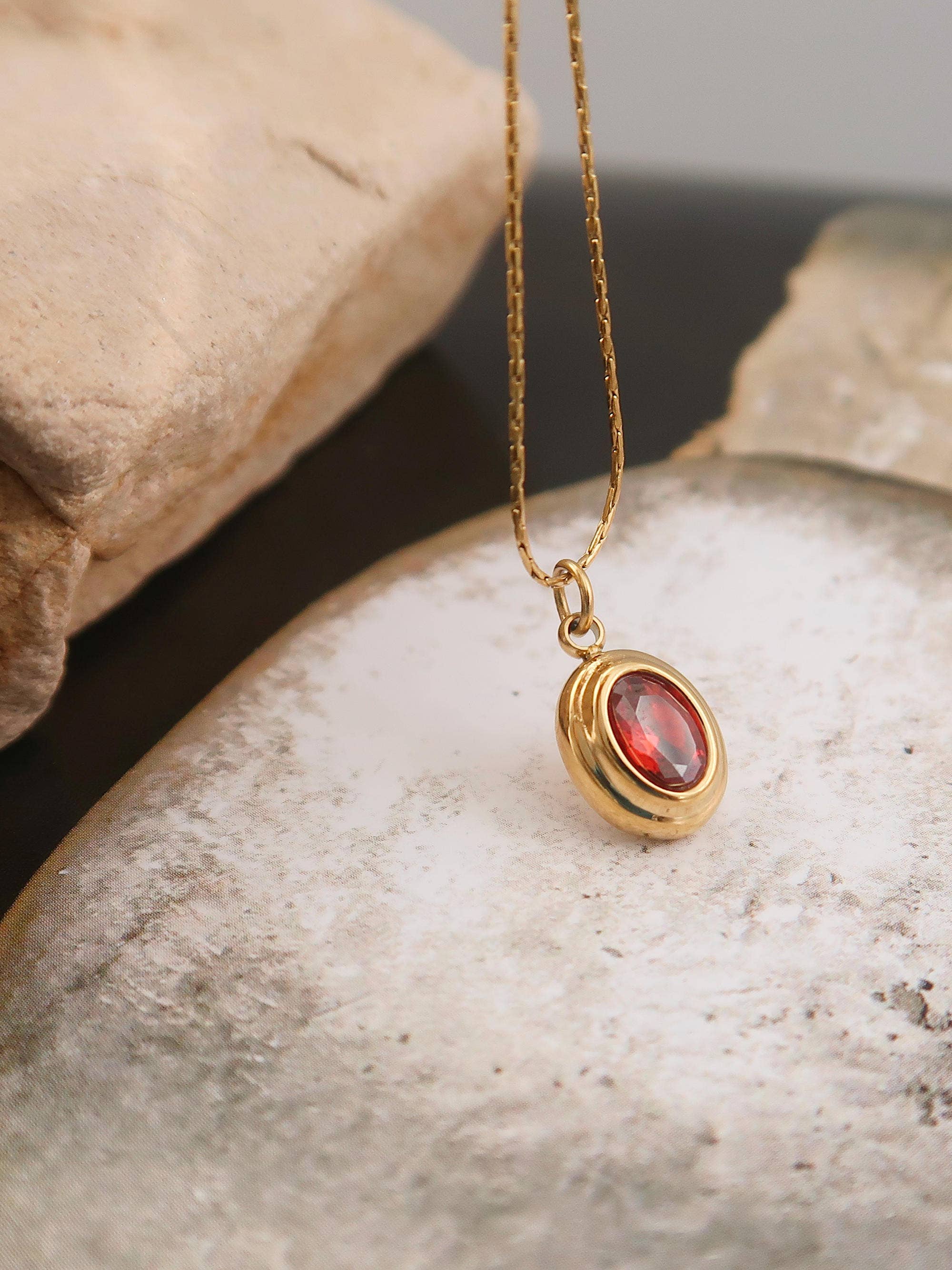 Cornelia 18K Gold Non-Tarnish Gemstone Necklace: Yellow Gold