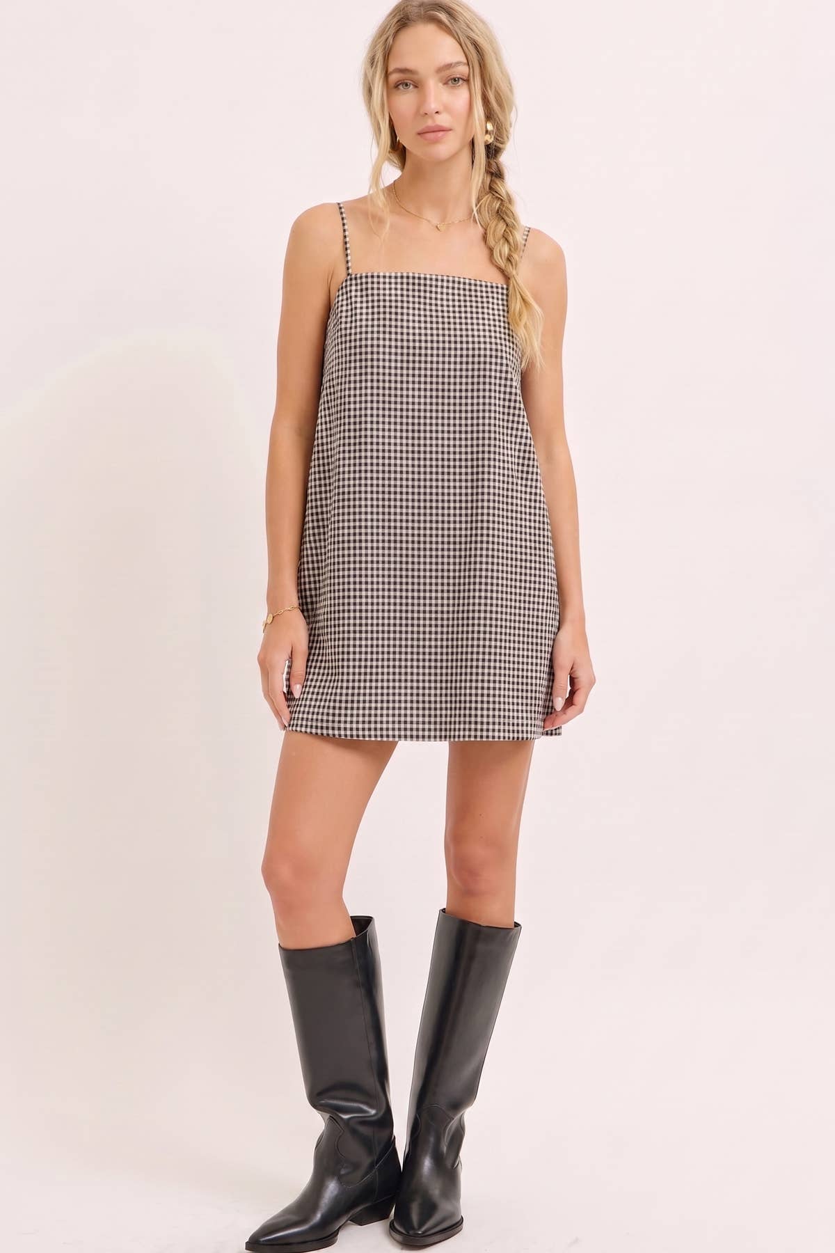 Lola Gingham Tie-Back Mini Dress