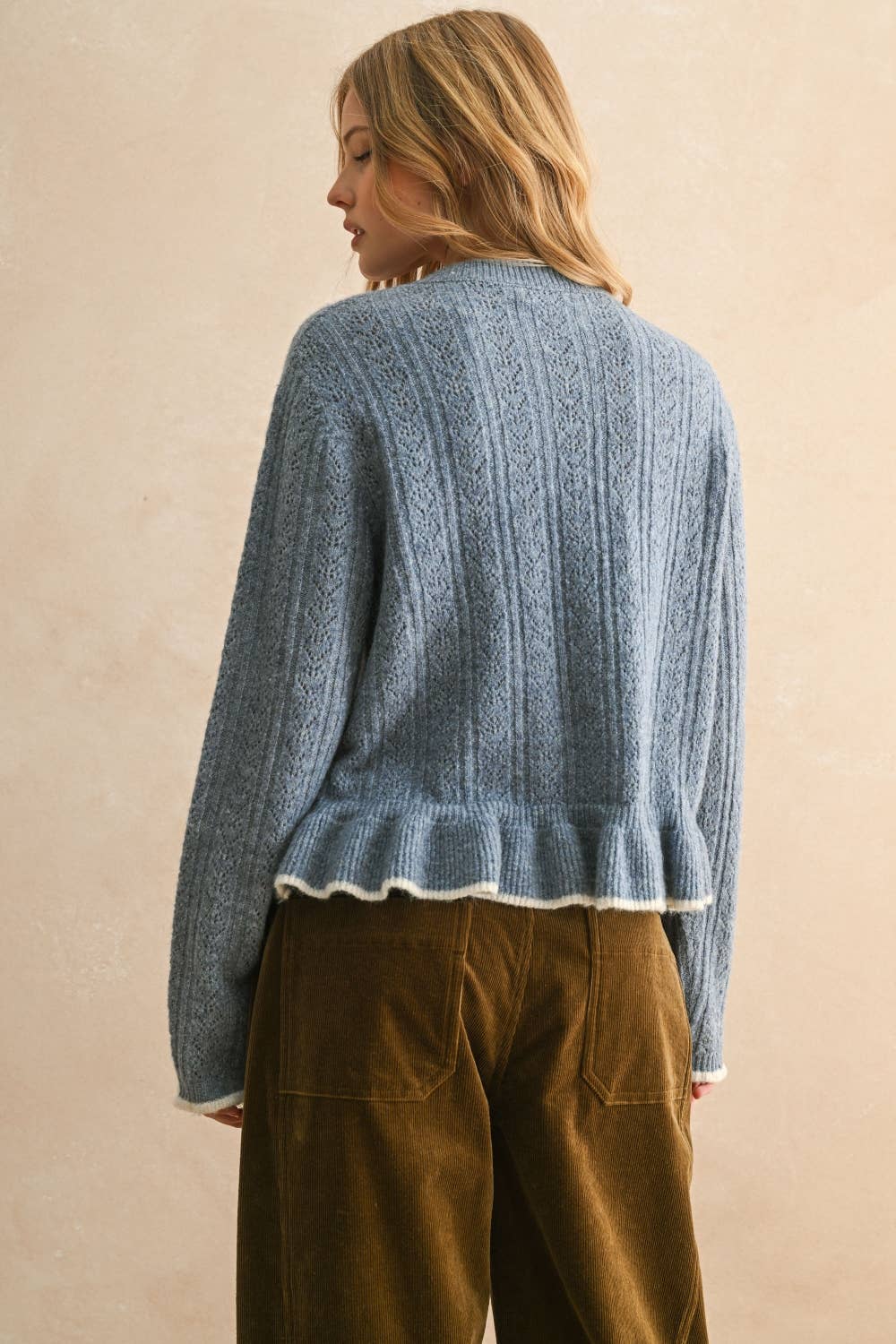 Charlie Ruffled Detail Sweater Cardigan