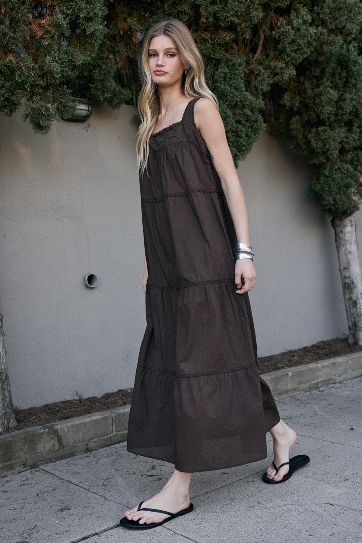 Florence Tiered Lace Trim Maxi Dress