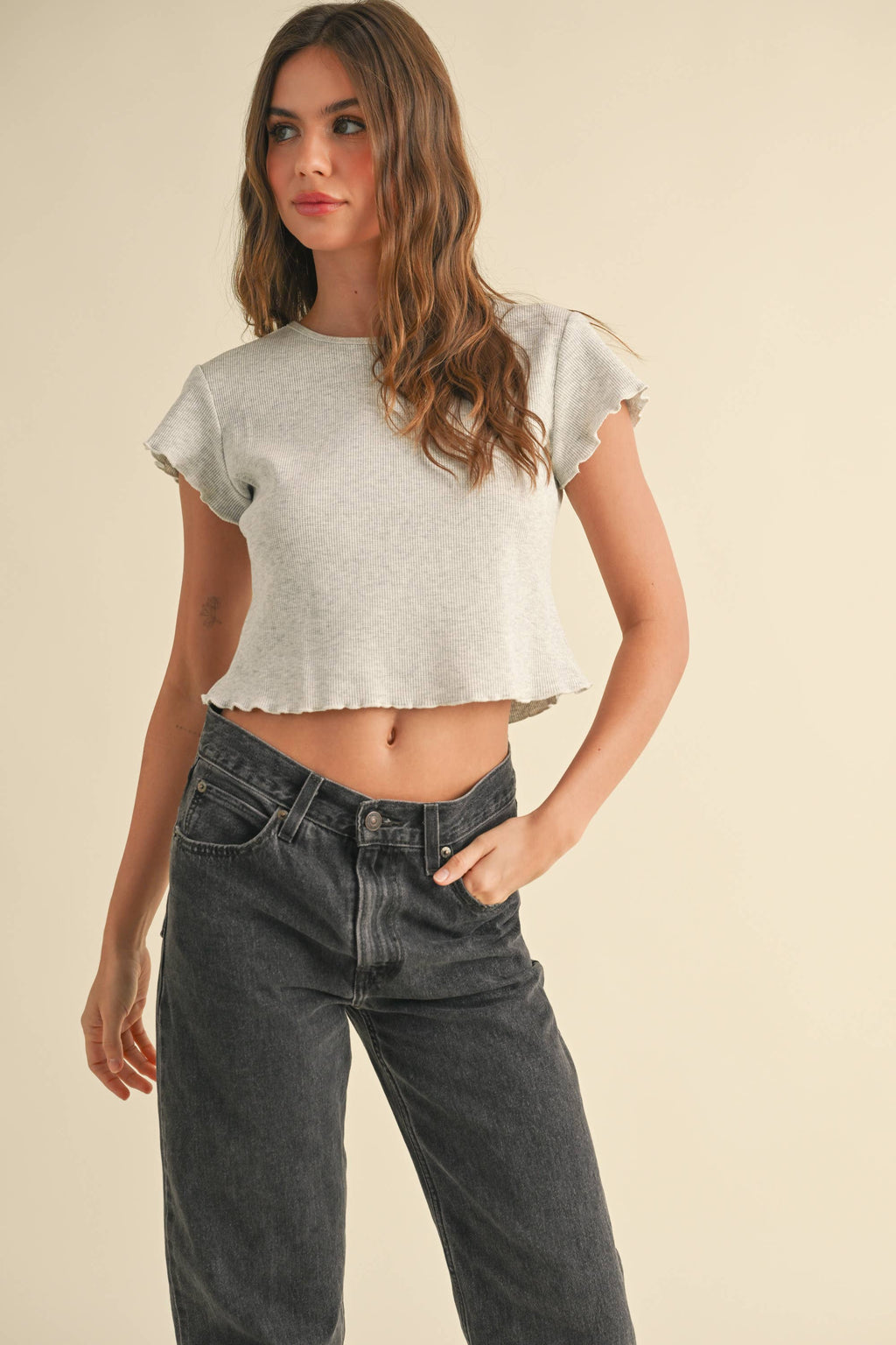 Khloe Top in Melange Grey