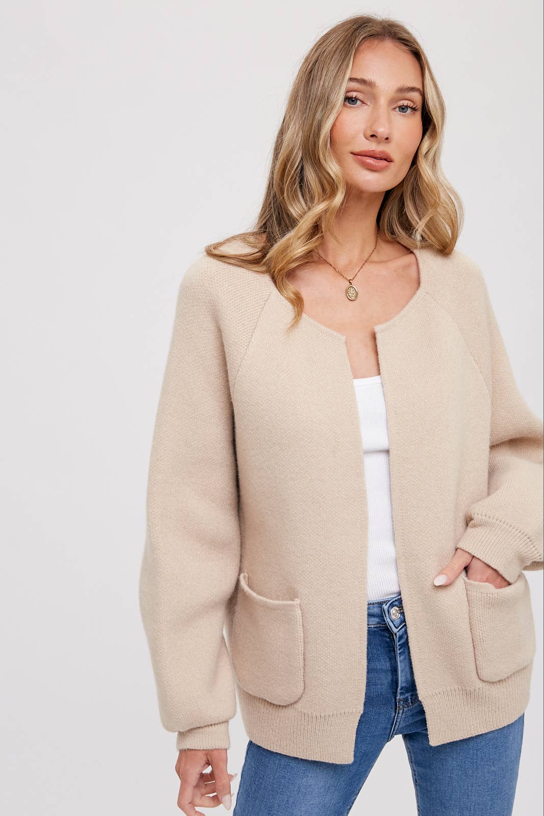Elyse Knit Jacket in Beige