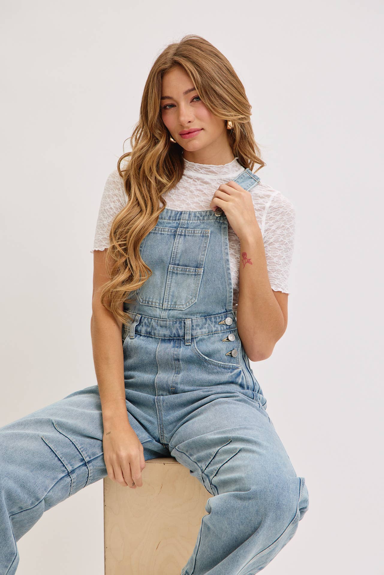 Aiden Barrel Leg Denim Jumpsuit in Denim